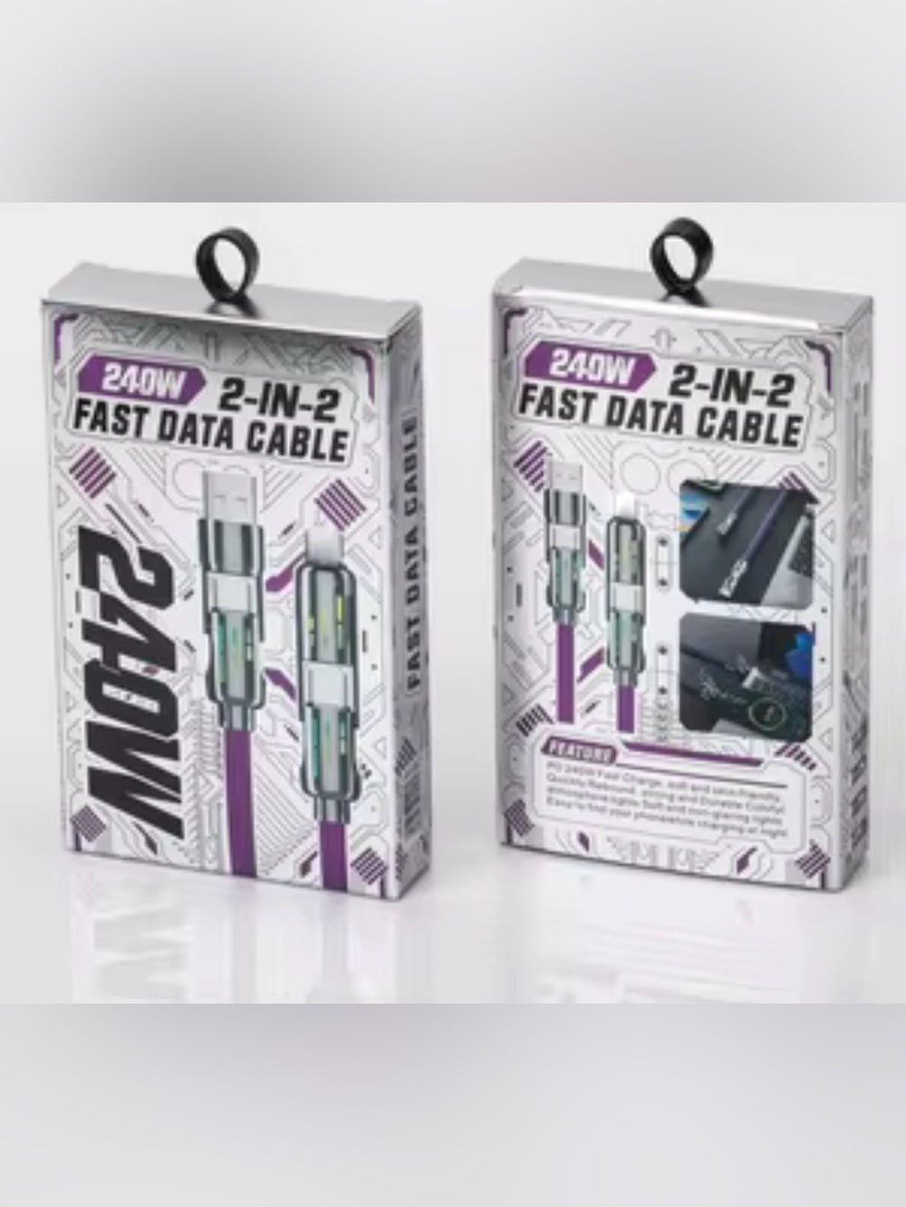NEW 240W 2-in-2 Fast Data Cable Gray USB Charging Cable High Speed ⚡️